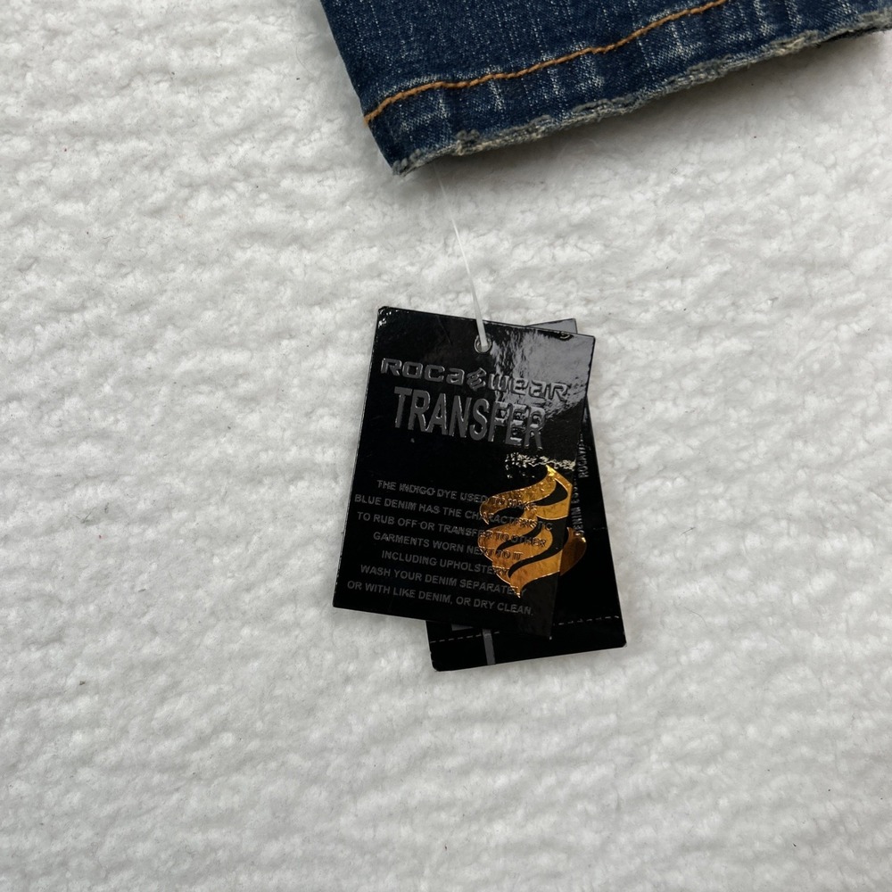 NWT ROCAWEAR Denim Blue Jean Jacket Embroidered Logo Y2K Women's Large - Picture 6 of 13